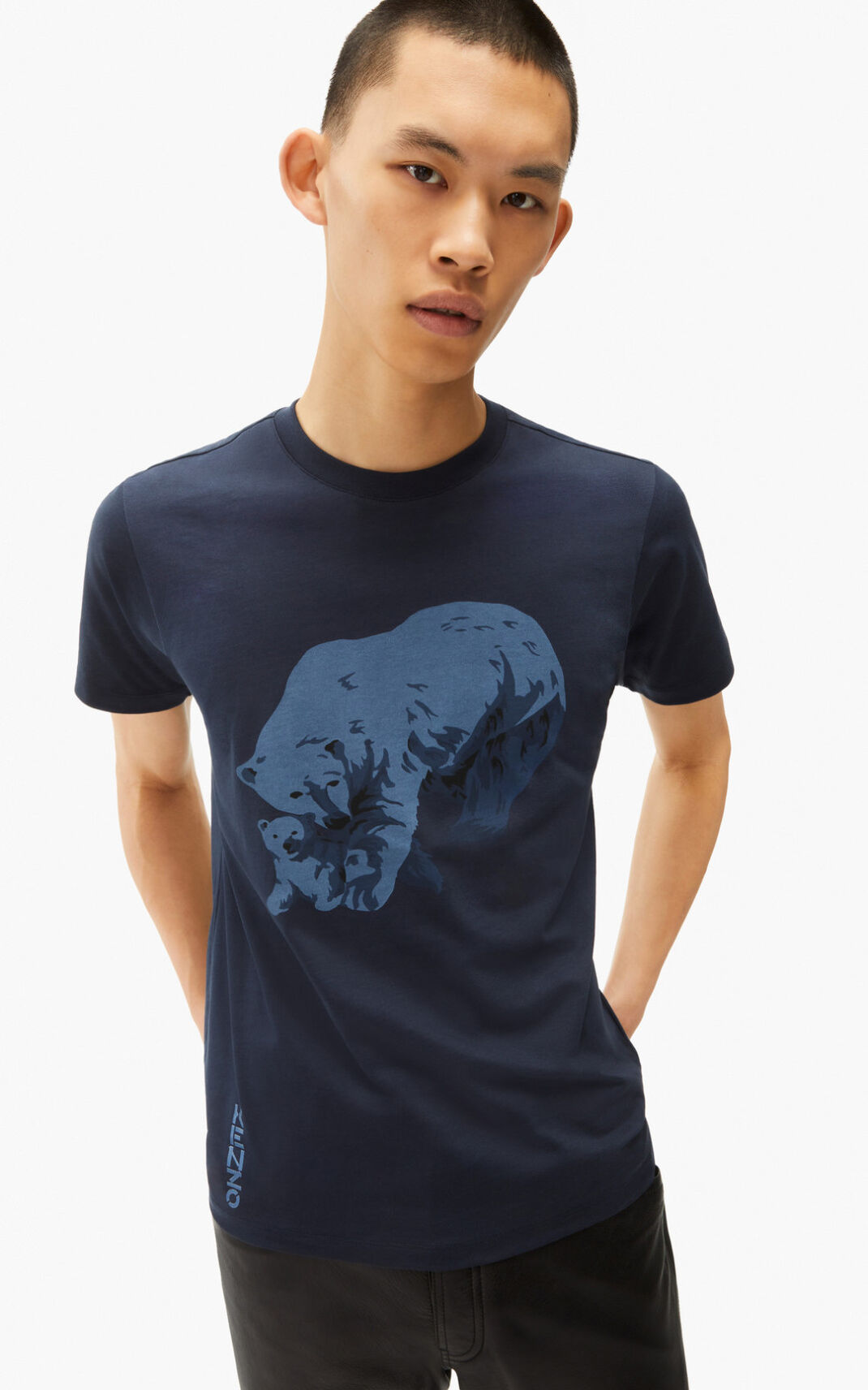 Kenzo The Invierno Capsule Polar Bear Camisetas Hombre Azules Negras | 9487523-GM